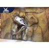 China Theme Park Dinosaur Fossil Replicas , 1.5M Mounted T rex Dinosaur Head On Wall For Indoor Exhibition factory