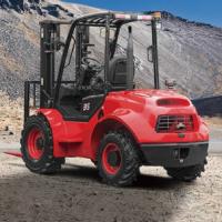 China Masted Rough Terrain Forklift , Off Road 3 Ton Red Steel 4x4 Forklift factory