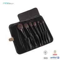 China Synthetic Goat Hair Black Ferrule 7 Piece Makeup Brush Set WIth Cosmetic Bag factory