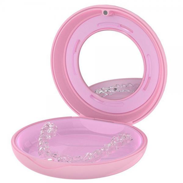 Quality Dental Aligner And Retainer Case Pink Retainer Holder Round Shape for sale
