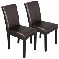 China Urban Style High Back Leather Dining Chairs With Solid Wood Legs Chair factory