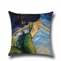 China Ocean Theme Throw Pillow Case Mediterranean Style Cotton Linen Mermaid Square Cushion Covers Nautical Pillow Covers factory