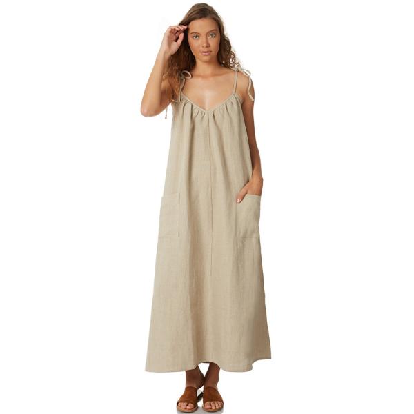 Quality Women 100% Linen Old Fashion Maxi Dress for sale