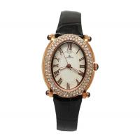 china OEM Oval Alloy Case Diamond Quartz Watch White Leather Band Quartz Watch For Ladies