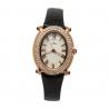 China OEM Oval Alloy Case Diamond Quartz Watch White Leather Band Quartz Watch For Ladies factory
