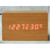 China Digital Jumbo LED Wood Clock Vintage Table Wooden Alarm Clock for sale