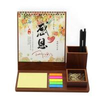 China Custom Logo Wooden Printable Desk Calendar With Pencil Holder factory
