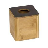 Quality Custom Hotel Guestroom Resin Collection PU Leather And Wood Square Tissue Box for sale