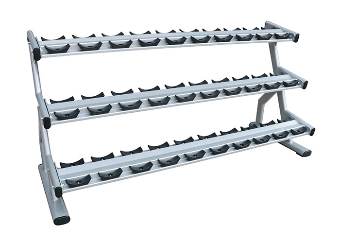 China Steel Double Barbell Three Tier Dumbbell Rack For 15 Pairs for sale