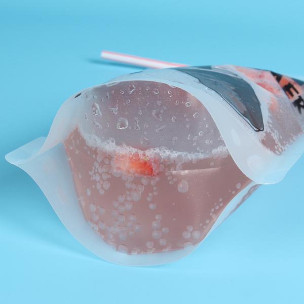Quality Plastic Beverage Juice Stand Up Ziplock Bags With Hanging Holes , 450-500ml for sale