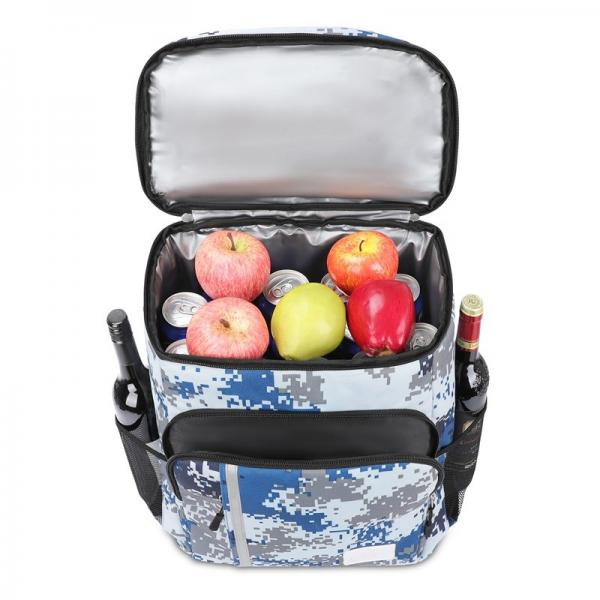 Quality Food Camo Insulated Cooler Bag Backpack Lunch Pockets 34x23x43cm for sale
