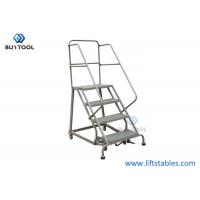 China 150kg 130 Kg  4 Step Industrial Step Ladder Steel Rolling Ladder For Building Construction 8 Feet 10 Feet factory