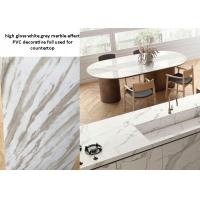 China High Gloss White Grey Marble Effect PVC Decorative Film For Countertop factory