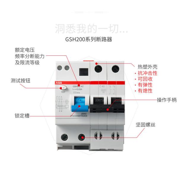 Quality Residual Current 1~100A Industrial Circuit Breaker ABB GSH RCCB RCD 2P 3P 4P 1P for sale