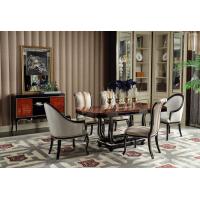 China French Luxury Furniture Dining room Tables in glossy painting Ebony wood with Leather Upholstered Chairs and Buffet for sale