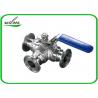China SS304 316L Stainless Steel Sanitary Manual Three Way Ball Valves for Hygienic Pipeline Applications factory