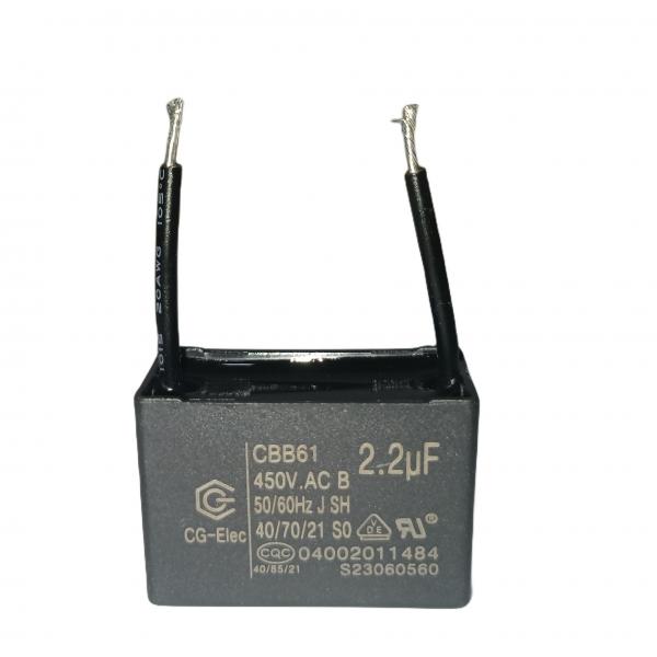 Quality CBB61 Air Conditioner Fan Capacitor 450V 2.2mfd B-Class Black Fan Capacitor And for sale