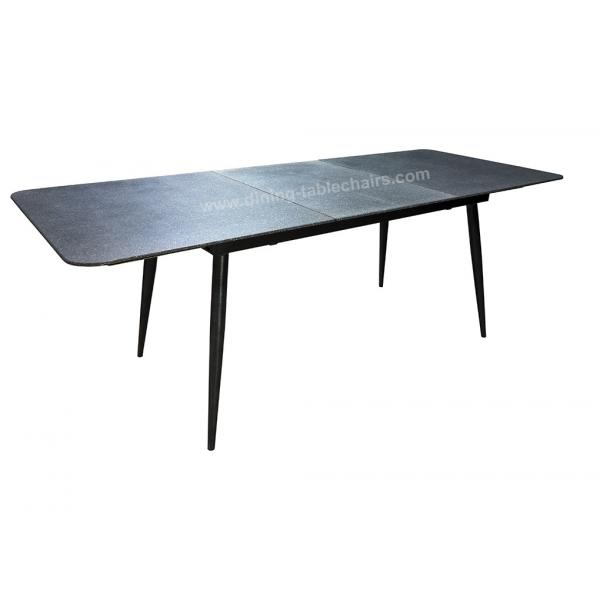 Quality Tempered Glass Stone Look Dining Table Extension Type Grey Top Moka Leg for sale