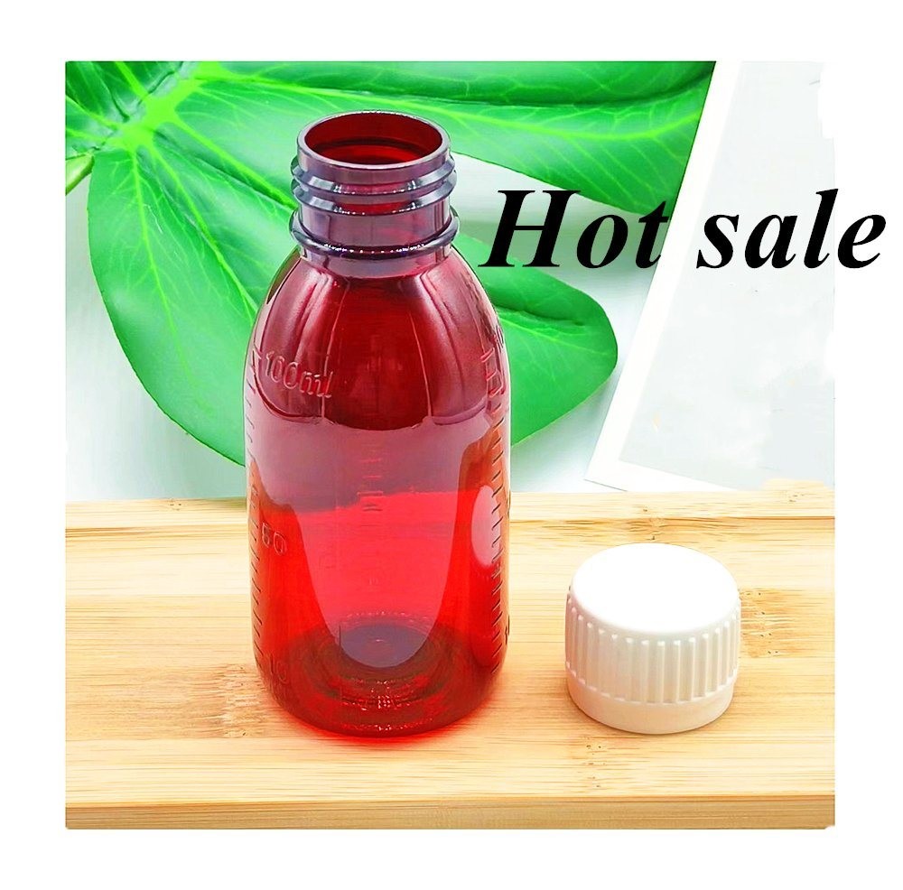 China 100ml 120ml 150ml Round Empty Plastic Pet Medicine Liquid Oral suspension Bottle Amber Cought Syrup Bottle factory