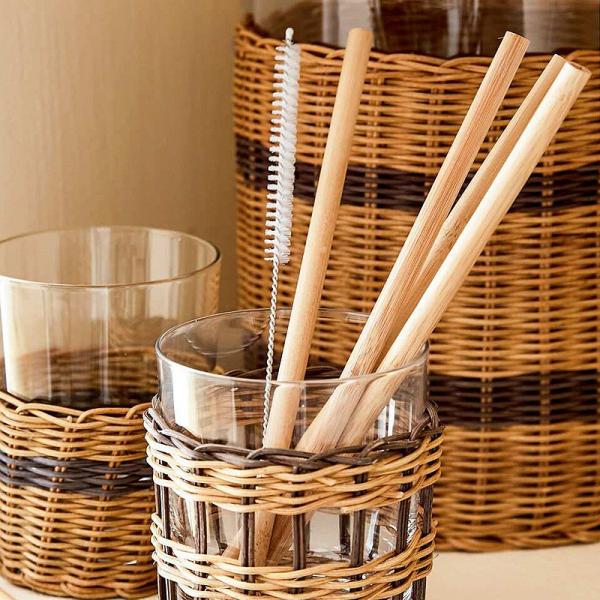 Quality Reusable Eco Friendly 20x0.8cm Reusable Bamboo Drinking Straws With Brush for sale