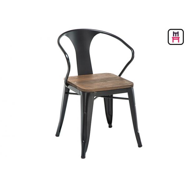 Quality Tolix Arm Metal Restaurant Chairs Wood Seats Commercial Outdoor Furniture  for sale