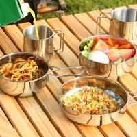 Quality OEM Hiking Picnic Outdoor Cookware Set Stainless Steel Non Stick for sale