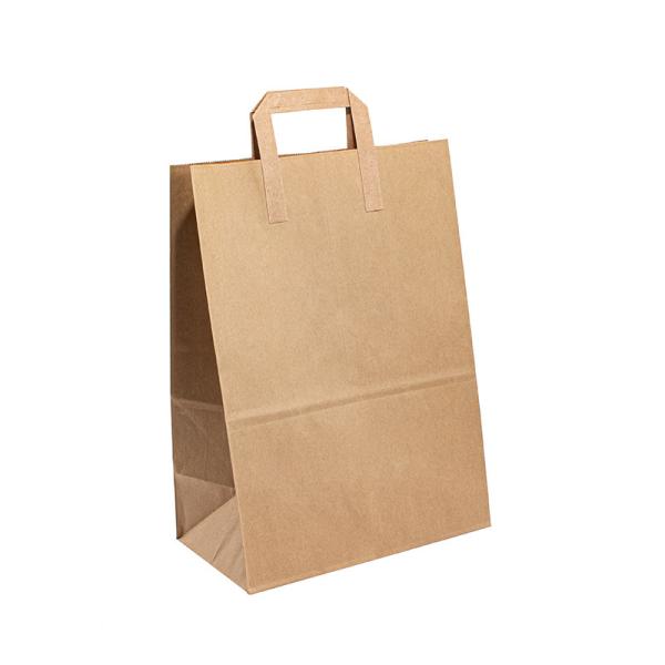 Quality Foldable Grocery Supermarket Small Flat Handle Paper Bag for sale