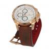 China Six Hands steel Case Leather Wrist Watch rose gold Plated for Men factory