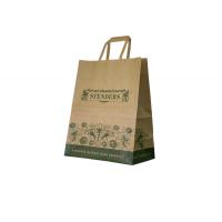 China Printed Brown Kraft Paper Lunch Bags Packaging With Flat Paper Handle Supplier factory