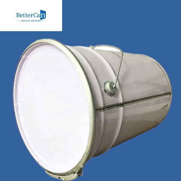 Quality Metal 20L White Bucket , 5 Gallon Metal Bucket With Locking Lid for sale