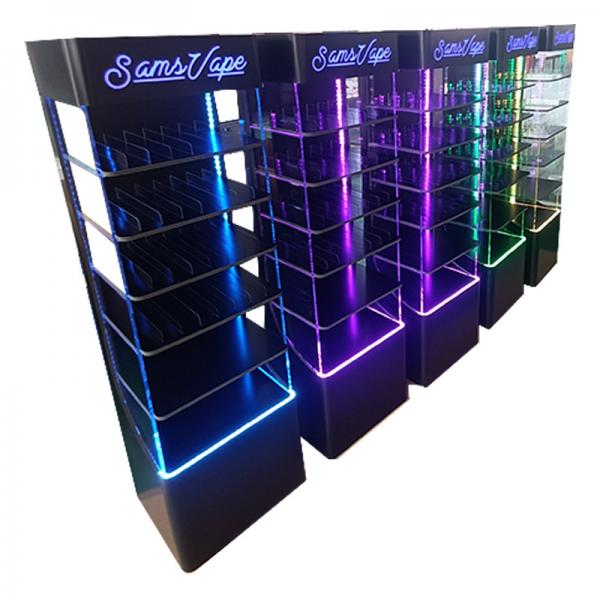 Quality Floor Mounted Top Acrylic Display Rack LED Display Stand For Electronic Products for sale