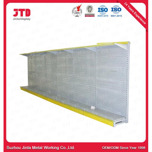 Quality 300mm 1800mm Gondola Display Shelving ISO9001 Yellow Metal Shelf for sale