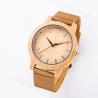 China Wood Face Watch With Leather Band / Miyota Movement Leather Watches For Men factory