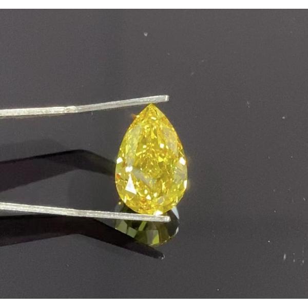 Quality Pear Brilliant Cut HPHT CVD Lab Created Yellow Diamond 1-1.3ct for sale
