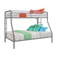 China Home White Metal Double Bunk Bed Frame With Secured Side Ladder factory
