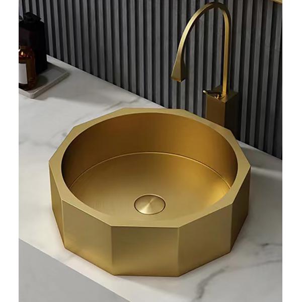 Quality Luxury Stainless Steel Wash Basin , Brushed Gold Vanity Vessel Sink OEM ODM for sale