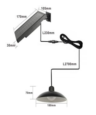Quality Classic Solar Hanging Light 1 light light φ18x7cm solar panel 17x10.5x3cm ABS Black 29pcs SMD 2835 for sale