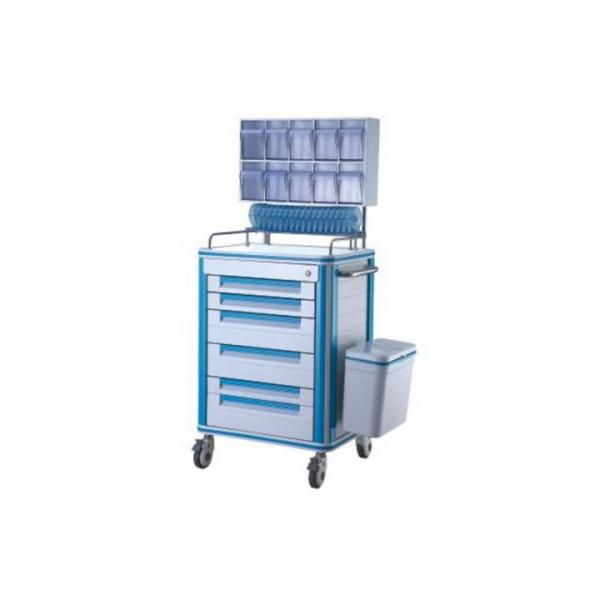 Quality Plastic Anesthesia Medical Push Cart With Mute Wheel Aluminum Alloy Frame 630*470*1500mm for sale