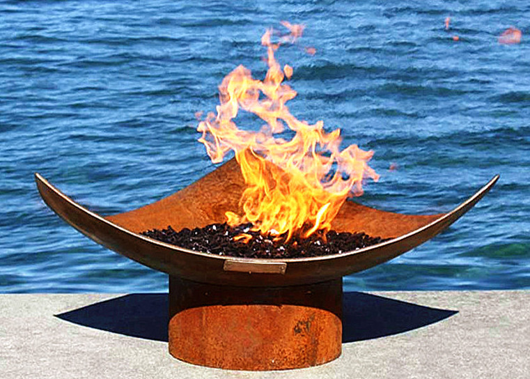 Corten Steel Modern Fire Bowls Outdoor Large Metal Fire Pit 50cm