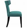 China Mid Century Modern Cloth Covered Dining Chairs Upholstered Fabric With Nailhead Trim Teal factory