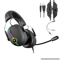 China 7 dot 1 channel gaming headset ENC MIC noise reduction High end gamer headphones RGB light factory