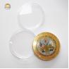China Gold tone metal souvenir coins with enamel in clear plastic box package factory