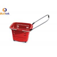 Quality 4 Wheels Hand Pull Rolling Shopping Baskets For Hypermarket for sale
