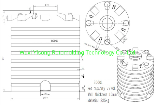 Customize 8000L Sheet Metal Mould for Vertical Water Tank Polishing