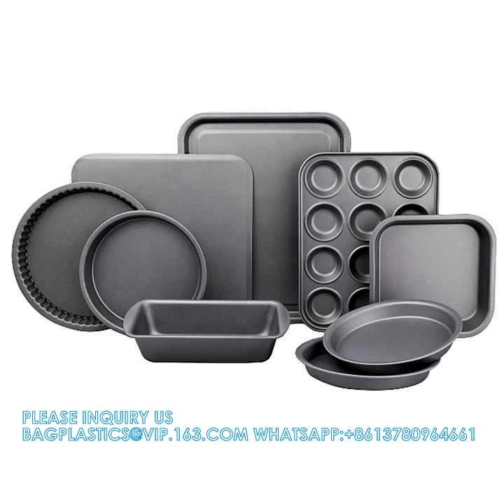 China Wholesale Home Kitchen Thicken Nonstick Oven Black 6-13 Inch Tray Round Bakeware Baking Set Tray Oven Baking Pans factory