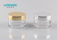 China ABS Cap Clear Glass Round Cosmetic Jar Eco Friendly Material For Skincare Gel factory