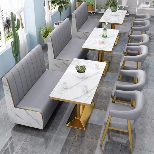 Quality Leather Hotel Restaurant Furniture Marble Art Modern Booth Seating for sale