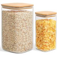 China Glass Pantry Storage Containers, 138/50 oz Large Square Flour Sugar Containers Airtight Lids, Gallon Glass Jars factory