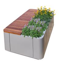 China Matte Commercial Garden Benches With Planters Decorative Outdoor Wooden Benches factory
