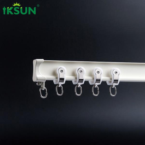 Quality 1.2mm White Bay Window Curtain Rail , Bendable Metal Curtain Track Noise Free for sale